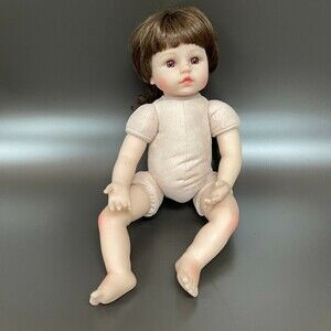 NPK Collection Girl Doll Brown Hair Silicone Fabric 18 1/2" long
